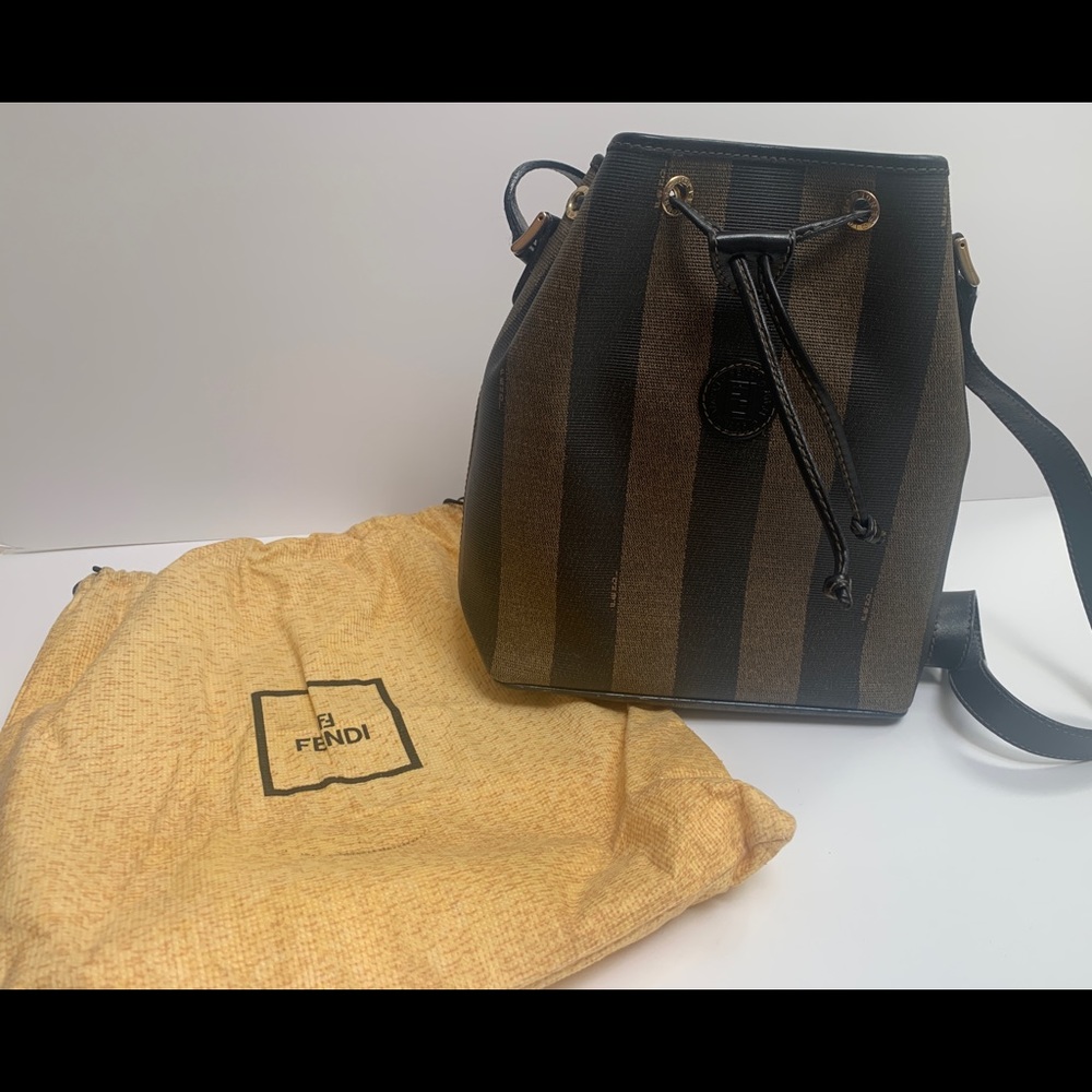 Vintage Fendi Bucket bag in Penguin Stripe coated canvas